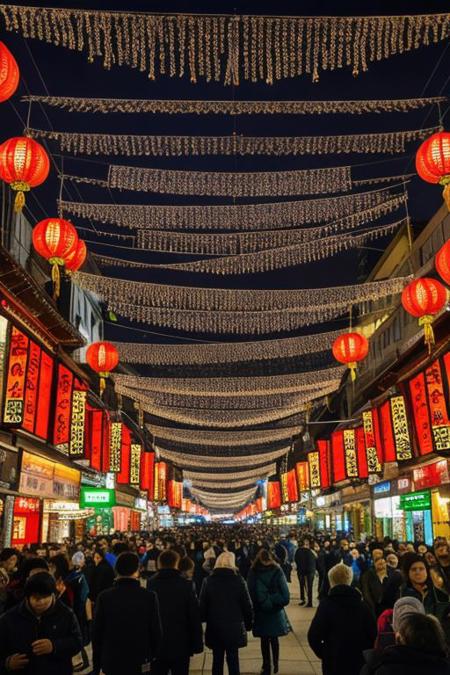 the Dragon, exhale fire, heart exploding, in Bejing red squire, <lora:~Q?-[Tfpo sky lantern:0.8> Sky lantern
<lora:quiron_lunarNewYear2024_v1_lora:0.87> lunarNewYear2024quiron, lights, fireworks, Chinese festival, crowd, new year celebration, paper lanterns, Hang Red Lanterns for Prosperity and Luck, Display Spring Couplets for Good Wishes, Decorate with Blossoming Flowers for Renewal, Incorporate Chinese Knots to Symbolize Unity, Use Lucky Money Plants for Prosperity, Display Chinese Zodiac Animal Figurines for Personal Touch, paper-cuts and couplets include good fortune or happiness, wealth, and longevity.