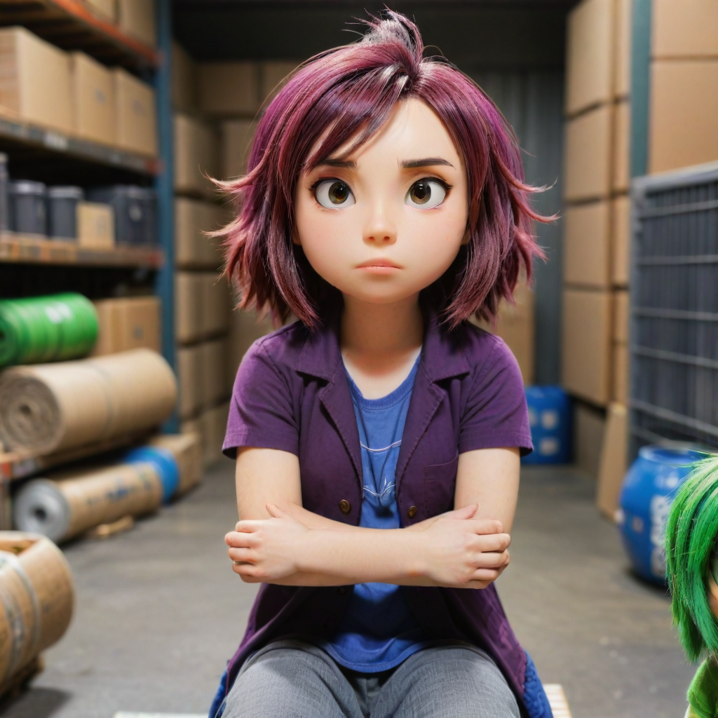 anime key visual, concept art, profile of a Hairy Lively stout Celtic (Disgust from Inside Out:1.3) , she is Sitting in a Warehouse, she is feeling very angry, she is doing Home improvement, she has Japanese hair, Disgust has a Exquisite Bavarian Maroon Bindi, Phone Case, Skater lake and foliage, Smoky Conditions, Bokeh, (designed by Naoko Takeuchi:0.7) , (Makoto Shinkhai:1.2) , (Posuka Demizu:1.3) , (Yasutomo Oka:0.8) , Visual novel, Zen, Rusticcore, Motion blur, Depth of field 270mm, Low Contrast, ethereal magical atmosphere, Liminal dream, detailed skin, photo-realistic face, masterpiece, absurdres