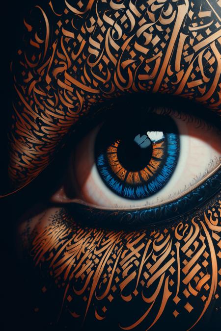 masterpiece, calligraphy art, calligraphy, modern art, brush strokes, intricate eye macro, close up, natural skin, surreal, fashion photography, abstract, absurd resolution <lora:Calligraphy art:0.7>