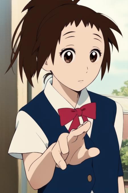 Yoshioka Haru, ponytail, brown eyes, brown hair, Yoshioka Haru,  school uniform, ponytail, 