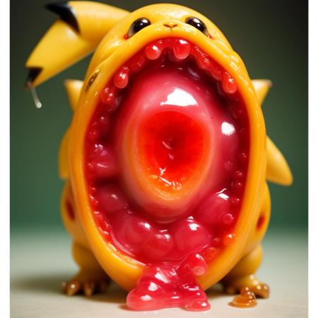 (FOOD_CRIT:0.9) A perfect jaw dropping photorealistic RAW image of a <werepikachu (Oozing with jelly) >by (BEEPLE)(GOOSEBUMPS ART BY TIM JACOBUS:1.2) ,medium format, fuji superia X-Tra 400, iso 4,000, perfectly octane rendered,