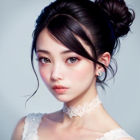 (high quality, best quality), highly detailed, photo of beautiful kaoru_sayama-4000, updo hair, photorealistic