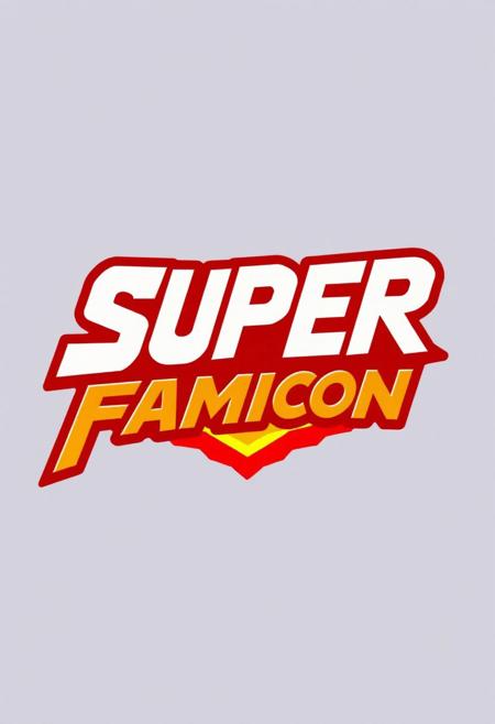 logo super famicom whit red hollow behind letter