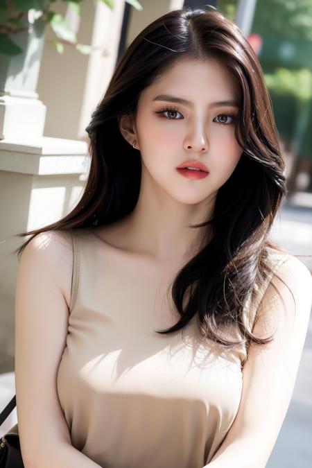 <lora:Hansohee:1>,Sohee,Best quality, masterpiece, ultra high res, (photorealistic:1.2), raw photo,1girl, solo, realistic, lips, black hair, looking at viewer, black eyes, teeth, long hair, hair over one eye, parted lips, nose, brown hair, detailed background, brown eyes,off shoulder dress,in cafe,sitting,large breast