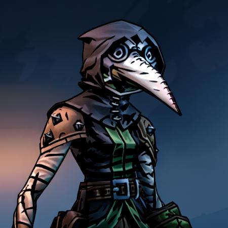 1girl, portrait, the plague doctor, darkest dungeon <lora:NecroSketcherAlpha:0.9>