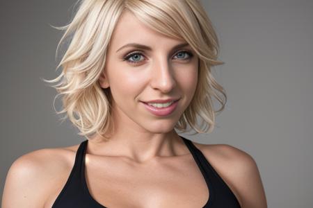 a portrait of DEN_juniper_hope in front of a [plain black background] wearing a black tank top, collarbone, [headshot], [centre frame], looking at the camera, facing the camera,
[big open mouth grin], dynamic lighting, mole above her lip on the right,
photorealistic, high detail, detailed, masterpiece, 8k, highres, flawless, colour, professional