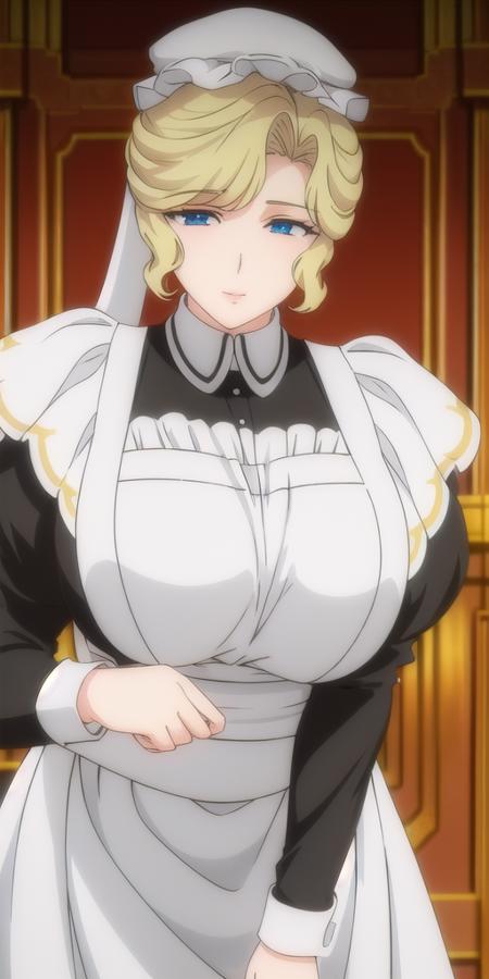 <lora:Maria_VMV2:0.7>, Maria_VM, huge_breasts, standing, solo, VIctorian_Maid_Uniform, masterpiece, best quality, detailed face, detailed eyes, highres,