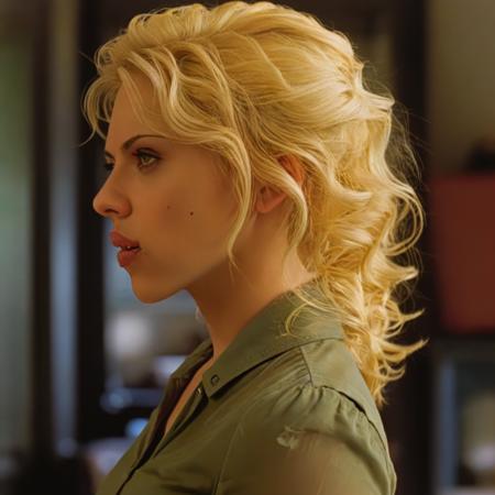 scarlett johansson, blonde, side shot <lora:scarlettjohansson:1>