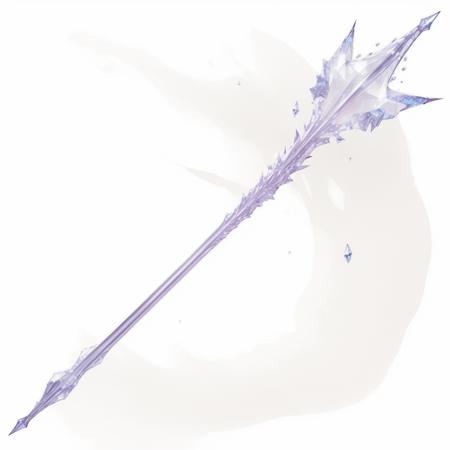 MagicItem_v1 <lora:MagicItem_v1-000002:1>(white background), staff, simple design, clear crystal topper, rain drops, elegant silver, elvish, no human, masterpiece, professional quality