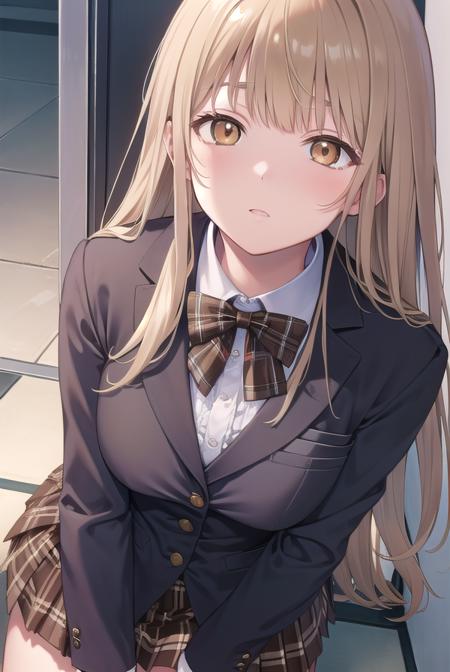 mahirushiina, <lora:mahirushiina-lora-nochekaiser:1>,
mahiru shiina, blonde hair, (brown eyes:1.7), long hair, 
BREAK black footwear, black pantyhose, blazer, bow, bowtie, collar, collared shirt, jacket, pantyhose, plaid, plaid skirt, pleated skirt, red bow, red bowtie, school uniform, shirt, shoes, skirt,
BREAK looking at viewer, full body,
BREAK indoors, classroom,
BREAK <lyco:GoodHands-beta2:1>, (masterpiece:1.2), best quality, high resolution, unity 8k wallpaper, (illustration:0.8), (beautiful detailed eyes:1.6), extremely detailed face, perfect lighting, extremely detailed CG, (perfect hands, perfect anatomy),