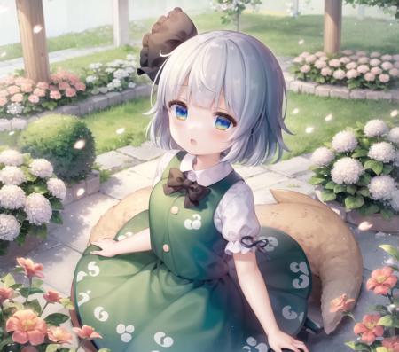 <lora:pjrmhm_coa:0.9>,  konpaku youmu, garden