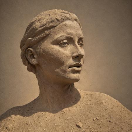 sculpture head of venus, texture sand sandstone natural   <lora:sandstonenatural-medium:.45>, 8k uhd, high quality,  film grain, looking at viewer, portrait, (skin pores:1.2), (moles:0.8), (imperfect skin:1.1), intricate details, goosebumps, flawless face, ((photorealistic):1.1), (raw, 8k:1.2), hyper realistic, HDR, cinematic, dark, muted colors, atmosphere, ((macro lens))