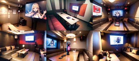 masterpiece, best quality, ultra-detailed, illustration,
karaokeroom, karaoke, microphone,