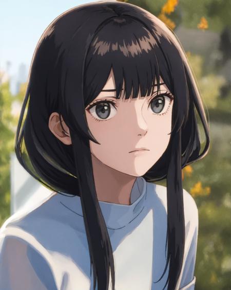 1girl, bangs, black_hair, blurry, close-up, closed_mouth, expressionless, <lora:chara_AnzuHanashiro:0.8>