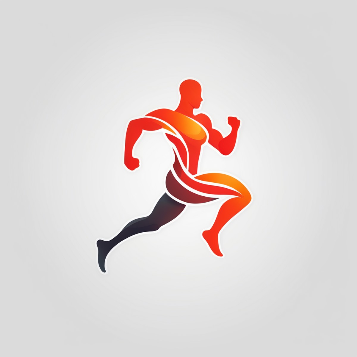 A logo for a fitness app, dynamic running figure, energetic colors (red, orange)., LogoRedAF, <lora:LogoRedmond_LogoRedAF:1>