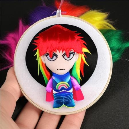 tarot card flamboyant rainbow hair detailed embroidery ring lighting cinematic  plushiedsk