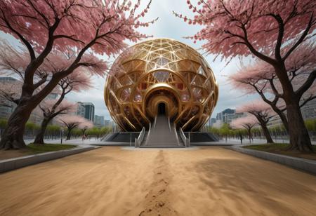 realistic, RAW photo, high quality, Stable_Yogis_PDXL_Positives, <lora:Low Angle style:0.7> Low Angle style of a huge <lora:Mars:0.2> m4r5, rock, sand, sky, red colors, made of <lora:mo:1.0> made of gold, in , <lora:cwhyberponk:0.0> cwhyberponk,<lora:CyberPunkAIp:0.5> cyberpukai vast city with city covered valleys,cherry blossom tree,force field dome,time tunnel, in , featuring