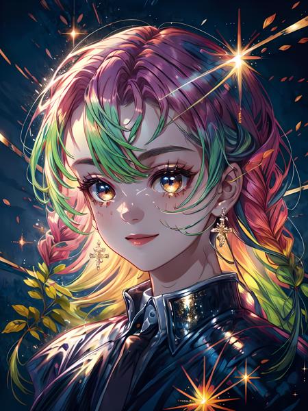 1girl,  glitter,  high_resolution,  detailed,  portrait,  8k,  wallpaper,  multicolor_hair, mitsuri(demon slayer), <lora:EMS-39668-EMS:0.600000>, , <lora:EMS-179-EMS:0.400000>, , <lora:EMS-10883-EMS:0.800000>