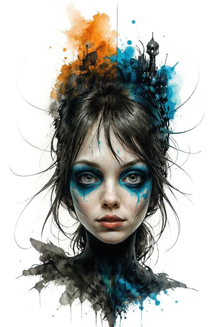 mysterious silhouette sinister woman, by Minjae Lee, Carne Griffiths, Emily Kell, Steve McCurry, Geoffroy Thoorens, Aaron Horkey, Jordan Grimmer, Greg Rutkowski, amazing depth, double exposure, surreal, geometric patterns, intricately detailed, bokeh,  perfect balanced, deep fine borders, artistic photorealism , smooth,  great masterwork by head of prompt engineering   <lora:add-detail-xl:2>  <lora:xl_shuimo:0.7> ink wash painting <lora:Cute_Drawing:0.55>  <lora:hyperkraximalism_v1-1:0.25>