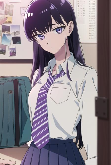 akiratachibana, <lyco:akiratachibana-lyco-nochekaiser:1>,
akira tachibana, long hair, bangs, black hair, (purple eyes:1.1),
BREAK skirt, shirt, school uniform, white shirt, pleated skirt, necktie, striped, collared shirt, blue skirt, striped necktie,
BREAK looking at viewer,
BREAK indoors, classroom,
BREAK <lora:GoodHands-vanilla:1>, (masterpiece:1.2), best quality, high resolution, unity 8k wallpaper, (illustration:0.8), (beautiful detailed eyes:1.6), extremely detailed face, perfect lighting, extremely detailed CG, (perfect hands, perfect anatomy),