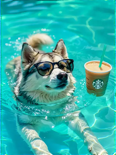 Qwen_Pet Swimming spend one's holidays Wallpaper