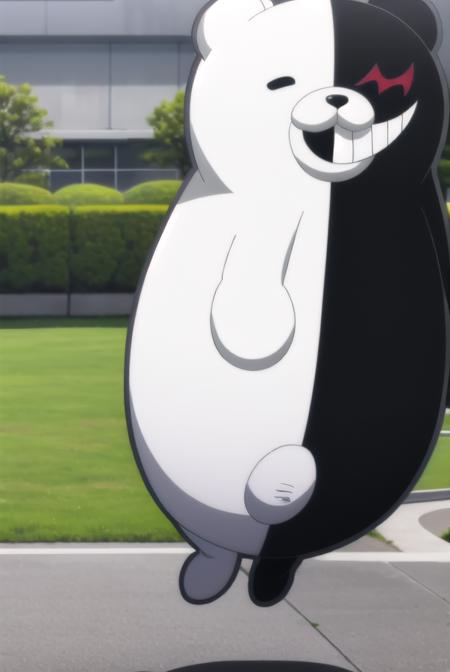 monokuma, <lora:monokuma s1-lora-nochekaiser:1>,
monokuma, smile, teeth, grin, no humans, bear,
BREAK ,
BREAK outdoors, classroom,
BREAK looking at viewer