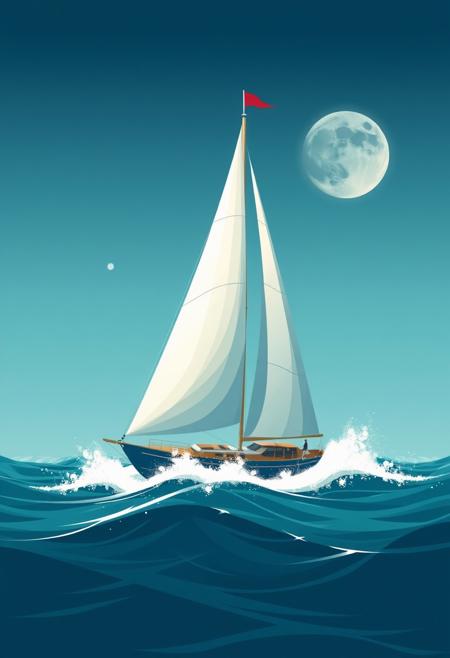 graphical art, sailboat, poster design
