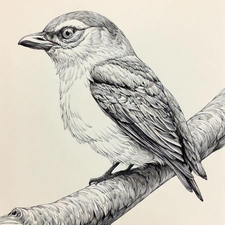 a bird on a branch
highres, hq, highly detailed,  line art, ink sketch 
 <lyco:kangmeng:1>