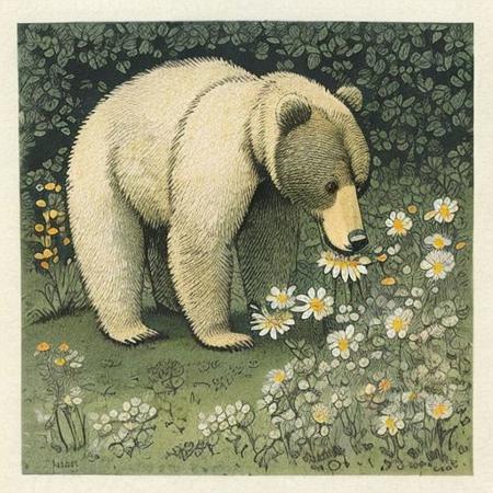 a bear picks flowers for his mother, kidbooks style