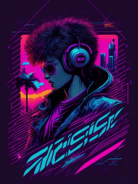 <lora:SynthwaveT-shirt:1>How music looks to my ears, neon, new retro wave, centered, outrun, lasers