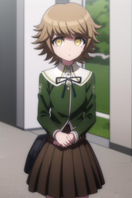 chihirofujisaki, <lora:chihiro fujisaki s1-lora-nochekaiser:1>,
chihiro fujisaki, short hair, bangs, brown hair, (brown eyes:1.3), male focus, otoko no ko,
BREAK skirt, shirt, long sleeves, ribbon, school uniform, jacket, pleated skirt, black ribbon, neck ribbon, brown skirt, green jacket,
BREAK outdoors, classroom,
BREAK looking at viewer, (cowboy shot:1.5),
BREAK <lyco:GoodHands-beta2:1>, (masterpiece:1.2), best quality, high resolution, unity 8k wallpaper, (illustration:0.8), (beautiful detailed eyes:1.6), extremely detailed face, perfect lighting, extremely detailed CG, (perfect hands, perfect anatomy),