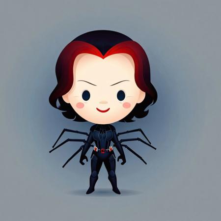 cartoon portrait of Black Widow in (jmawx:1.5) style, cute chibi, simple gradient background, full character, smile   <lora:Jerrod_Maruyama_Style_XL_V4.2-000011:0.9>