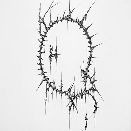 <lora:v1.4_CYBERSIGILISM:1>
tattoo sketch, fine lines, top to bottom, elongated pattern, abstraction, sharp corners, barbed wire, wires, spikes, bones, giger, dark ornament, tribal, tribals, tribals tattoo, blood, bio, metallic, darkness,
masterpiece, best quality, sketch, highlights, sparkle, gradient, greyscale, monochrome, no humans, white background, simple background, solo