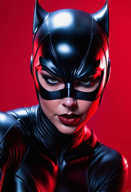 catwoman by alex cosplay, orgasm face, chris moore. artgerm,, artgerm greg rutkowski _ greg, adam hughes, style of alex ross, and warren louw, by Alex Ross, 3d render of catwoman, artgerm detailed, by stanley artgerm, red background