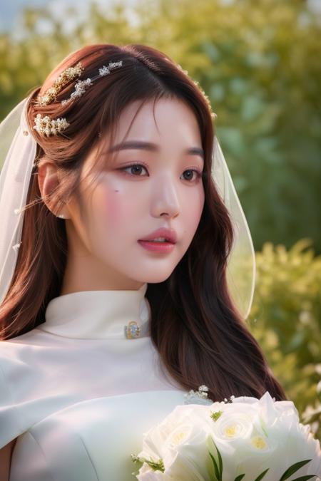 <lora:iveWonyoung:1>,Wonyoung,(close-up photo:1.5),(pov:1.1),korean, woman, complex 3d render ultra detailed, portrait of beautiful women, smile,looking over spruce forest, moody portrait, striking features, beauty, intricate details, dramatic composition, tension, contrast, texture, realism, high-quality rendering, stunning art, high quality, film grain, Fujifilm XT3,swirly bokeh,(realistic, photo-realistic:1.4),RAW photo,physically-based rendering,(looking at camera:1.5),(looking at viewer:1.2),(8k, best quality, masterpiece:1.2),(full body shot:1.1),octane render,extremely detailed CG, unity 8k wallpaper,studio soft light, rim ligh,in forest,sunlight,standing,(a girl is wearing wedding dress:1.5),hyper realistic detail shiny skin,ultra detailed,(ultra realistic:1.5),(intricate:1.2),(photorealistic:1.4),1girl,(skinny:1.3),detailed background