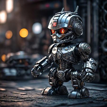 a cute [kitten:terminator:0.1] made out of metal, cyborg, cyberpunk style, ((intricate details)), hdr, ((intricate details, hyperdetailed)), cinematic shot, vignette