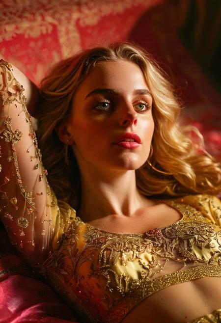 Persian color palette , Persian art, Persian girl, Persian, Iranian, Iran, sexy,(art by George Agnew Reid and Meyer de Haan and Odd Nerdrum:1.2),Italian national costume (nebulous and secretive atmosphere, lens flares, dreamy flares adding a whimsical and romantic touch to the visuals, aesthetic of renaissance art:0.1), rule of thirds, imaginative brilliant tour de force with elaborate details, (bubblegumpink and striped colors:0.1), <lora:MJ52:0.65>
(Faye Wray:1.3), modelshoot, pose, , (Faye Wray: 1,2) award winning photo macro shot of a beautiful young woman lying , , dynamic lighting, cinematic still, pale skin, screencap, 100mm f/2.8 macro lens, 
full body, battle stancevibrant, neon colors, , highly detailed,byJocelyn Hobbie and Charles Dwyer, Triadic color guide,Leica Q2 with Summilux 28mm f/1.7 ASPH, ,clear face, Ultra High Resolution, wallpaper, 8K,Rich texture details, hyper detailed, detailed eyes, detailed background, dramatic angle, epic composition, SimplepositiveXLv1 (masterpiece, high quality, fisheye:1.2), solo, model photoshoot, (black theme:1.1), a stylish girl,