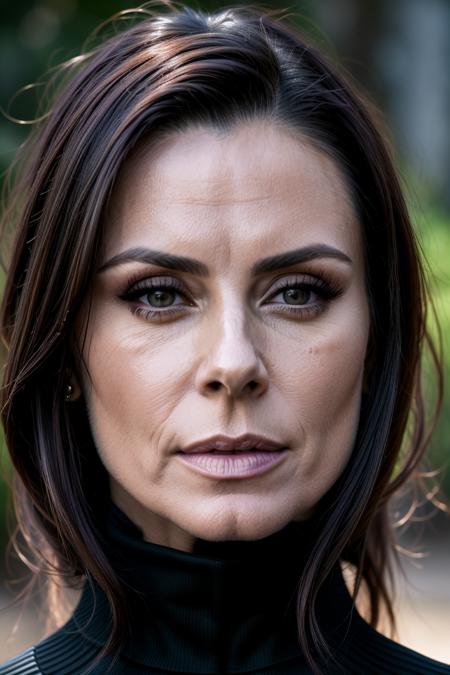 A stunning intricate full color extreme close up portrait of (kendralust:0.8) <lora:kendralust_v1:1>, wearing a black turtleneck, epic character composition, by ilya kuvshinov, alessio albi, nina masic, sharp focus, natural lighting, subsurface scattering, f2, 35mm, film grain