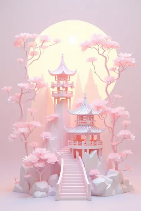 DJ_Chinese - Style 3D Paper Art_Chinese-Style Architecture Generation