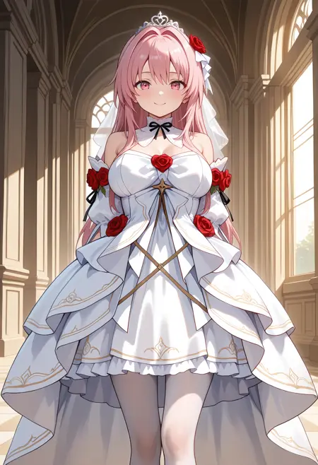 white dress with red rose (outfit)
