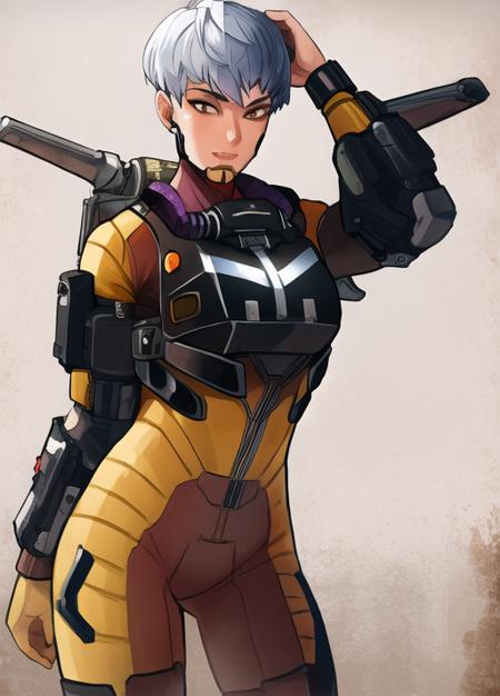 masterpiece, best quality, valkyrie (apex legends), cowboy shot, 1girl, solo, toned,