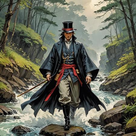 ((Fantasy-themed, fantasy art, swift brush strokes)), (Pulp:0.9), ((Dark and grim colors and mood)), embossed in metal (Victorian Gothic Art:1.3),(Dark hue:1.3)
Tidal Force 
unrivalled Ravine
wet weather
Anders Zorn, Canaletto, Geof Darrow
manga style . vibrant, high-energy, detailed, iconic, Japanese comic style