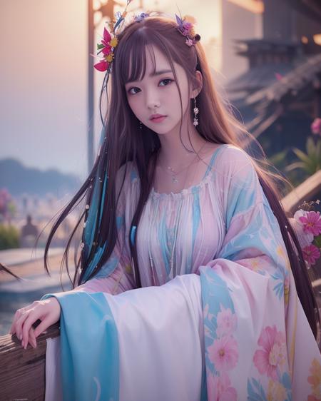 (8k, RAW photo:1.2),best quality, ultra high res,dramatic angle,(fluttered detailed color splashs), (illustration),(((1 girl))),(long hair),(rain:0.9),(hair ornament:1.4),there is an ancient palace beside the girl,chinese clothes,(focus on), color Ink wash painting,(color splashing),colorful splashing,(((colorful))),(sketch:0.8), Masterpiece,best quality, beautifully painted,highly detailed,(denoising:0.6),[splash ink],((ink refraction)), (beautiful detailed sky),moon,highly,detaild,(masterpiece, best quality, extremely detailed CG unity 8k wallpaper,masterpiece, best quality, ultra-detailed),(Lycoris radiata), <lora:koreanDollLikeness_v20:0.3>, <lora:park_min-young-07:1>