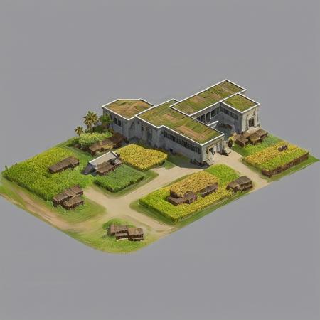 (masterpiece, top quality, best quality, official art, beautiful and aesthetic:1.2),(8k, best quality, masterpiece:1.2),  CGgamebuilding dsw, grass, grey background, no humans, tree, simple background, stairs, robot, straw, fields, <lora:CGgamebuilding dsw_20230629191729-000007:1>