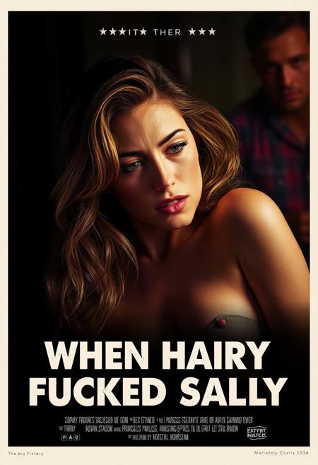 A movie poster for the erotic movie "When Hairy Fucked Sally" with notes and credits.