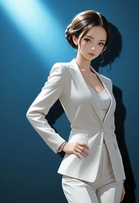 D057 White Business Suit