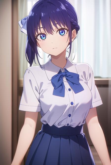 nagisaminase, <lora:nagisa minase s2-lora-nochekaiser:1>,
nagisa minase, bangs, blue eyes, blue hair, hair ribbon, side ponytail,
BREAK skirt, shirt, bow, school uniform, white shirt, short sleeves, pleated skirt, bowtie, blue skirt, 
BREAK indoors, classroom,
BREAK looking at viewer, (cowboy shot:1.5),
BREAK <lyco:GoodHands-beta2:1>, (masterpiece:1.2), best quality, high resolution, unity 8k wallpaper, (illustration:0.8), (beautiful detailed eyes:1.6), extremely detailed face, perfect lighting, extremely detailed CG, (perfect hands, perfect anatomy),