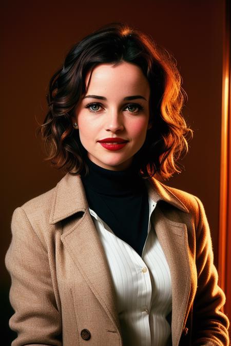 photo of beautiful feminine (carlag:0.99), a woman, ((short hair, straight hair, bob cut):1.2), (outdoors), (turtleneck sweater, heavy coat), smiling, ((looking at viewer):1.2), ((detailed pupils, detailed face):1.3), ((closeup, portrait)), ((red lipstick, eye shadow, eyeliner):1.2), sexy TikTok influencer, modelshoot style, (extremely detailed CG unity 8k wallpaper), photo of the most beautiful artwork in the world, professional majestic (photography by Steve McCurry), 8k uhd, dslr, soft lighting, high quality, film grain, Fujifilm XT3 sharp focus, f 5.6, High Detail, Sharp focus, dramatic, (natural light)