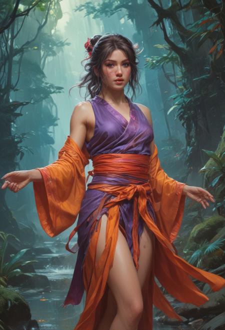 japanese nihonga painting about In the unpublished and breathtaking image (far beyond the unseeable) by john berkey, the essence of the Master's artistry shines through with remarkable clarity. As your eyes wander across the canvas, you'll encounter a harmonious fusion of elements that defy convention and ignite the imagination. It is a visual symphony that stands as a testament to Berkey's boundless creativity. Vibrant and sublime colors dominate the image, bursting forth with a luminosity that captivates the viewer., d&d, fantasy, highly detailed, digital painting, artstation, sharp focus, fantasy art, character art, illustration, 8k, art by artgerm and greg rutkowski