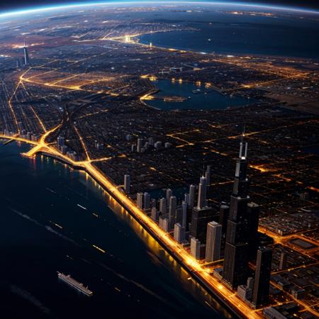 nightime photo of (Chicago:1.2) from space, night, nightlight, (from space, satellite photo:1), artificial lights
<lora:improve_backgrounds:0.2> <lora:add_detail:0.4>